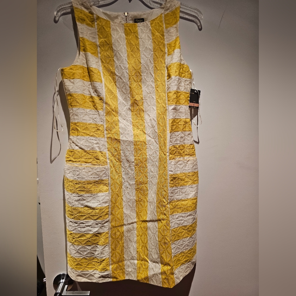 New Womens taylor dress size 12 skirt tank white and yellow